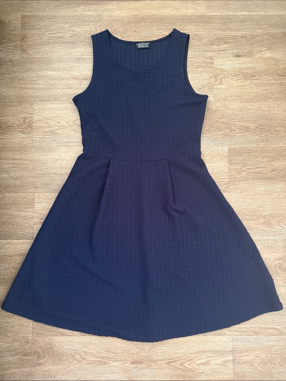 Papermoon for Stitch Fix Navy Textured Sleeveless Fit-and-Flare Dress